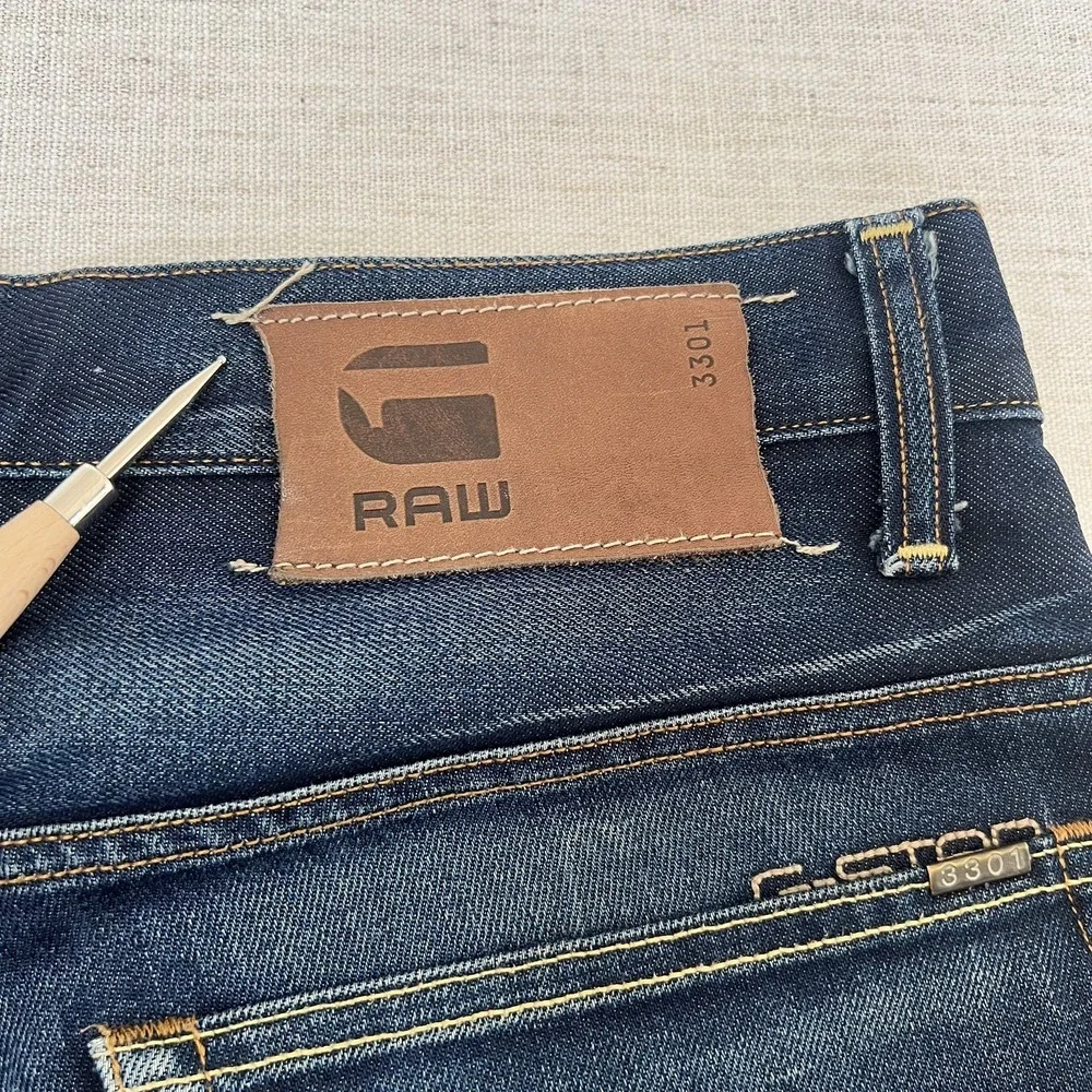 G-Star Raw '3301 STRAIGHT' Mens Straighg Dark Blue Button Fly Size W36 L34